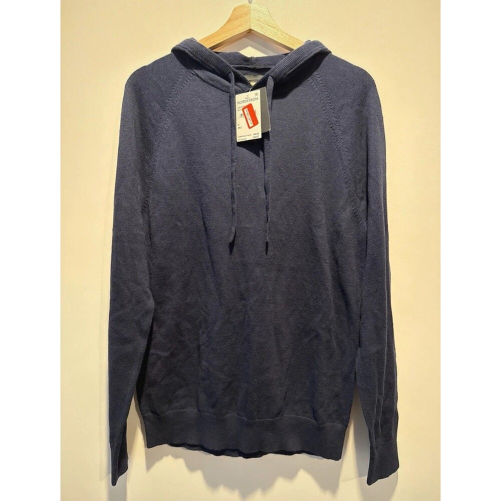 14th & Union Sweater Hoodie Navy Blue Men Cotton Cashmere Blend Size Small
